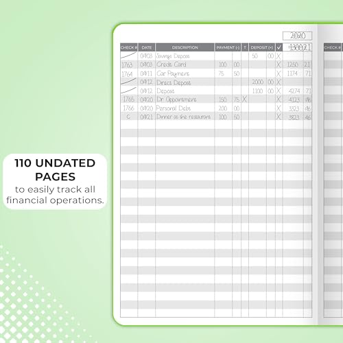 Clever Fox Check Register Book, Checkbook Ledger, 5.8x8.3 Green - color: Green, size: A5 (5.8'' x 8.3'')