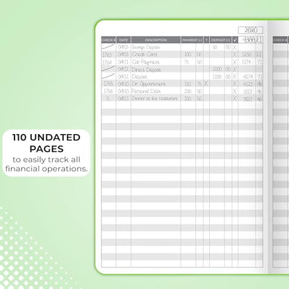 Clever Fox Check Register Book, Checkbook Ledger, 5.8x8.3 Green - color: Green, size: A5 (5.8'' x 8.3'')
