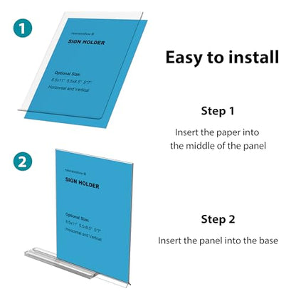 newnewshow 5“x7” Acrylic Sign Holder 6 Pack Vertical T Shape Double-Sided Desktop Display Holder - size: 6 Pack 5x7