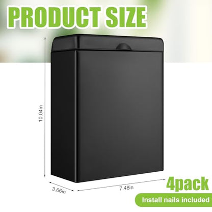 Tioncy 4 Pcs Sanitary Napkin Receptacle Wall Mounted,Black - color: Black