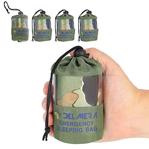 Emergency Sleeping Bag, Lightweight Survival Sleeping Bags Waterproof Thermal Emergency Blanket, Bivy Sack Survival Gear for Outdoor Adventure, Camping, Hiking, Orange, Green - color: Camouflage - 4 Pack