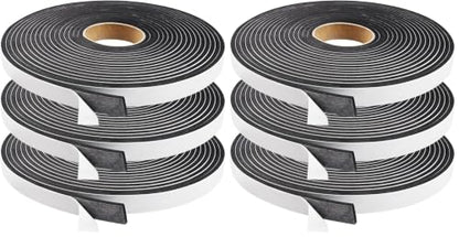 Seal Foam Tape,1/2 Inch W x 1/8 Inch T Weather Stripping for Door and Window,High Density Single Sided Closed Cell Door Insulation Weather Strip, 3 Rolls Total 50FT Black (Pack of 2) - size: 1/2"W x 1/8"T x 50FT (Pack of 2)