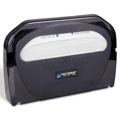 San Jamar Plastic Toilet Seat Cover Dispenser Wall Mount – Standard Toilet Seat Cover Holder, Durable Plastic, 16.5 x 12in, Pearl Black