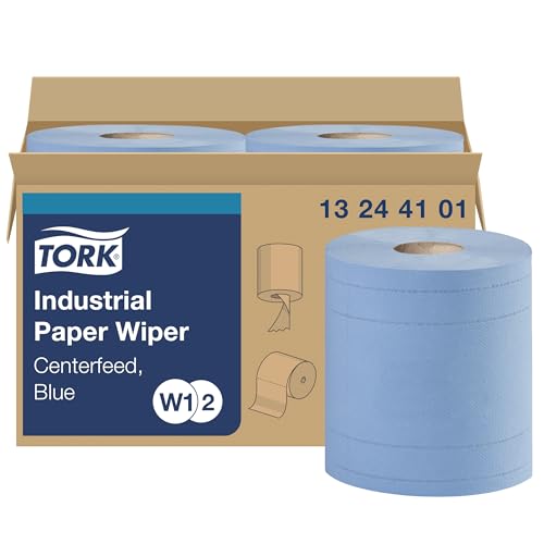 Tork Industrial Wiper Blue W1/W2, Centerfeed, 2 x 375 Sheets, 13244101 - size: 10 inches (Case of 2 Rolls)