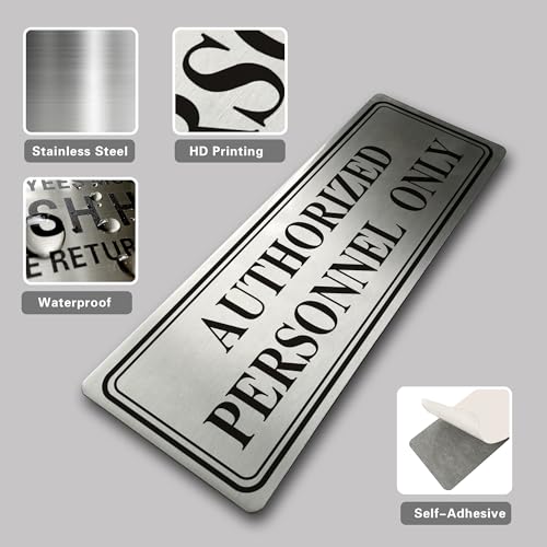 Metal Stainless Steel Authorized Personnel Only Sign，9x3in (Authorized Personnel Only) - color: Authorized Personnel Only