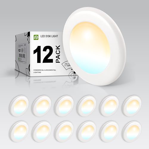 ASD 12 Pack LED Disk Lights 4 Inch, 5CCT Flush Mount Ceiling Light Fixture - color: White, size: 12 Pack