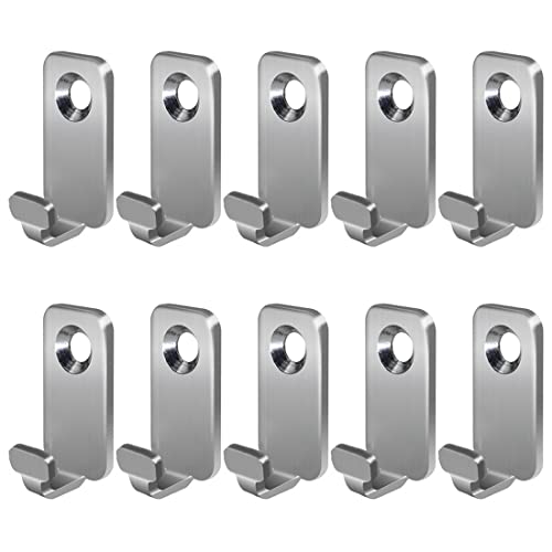 10pcs Heavy Duty T-Head J-Shaped Hangers 304 Stainless Steel Wall Mounted Mini Wall Hooks Hanger for Mirror Picture Frames Hanging Wire/D Rings/Keyhole Hangers - style: T-head J-shaped Hanger (10pcs)