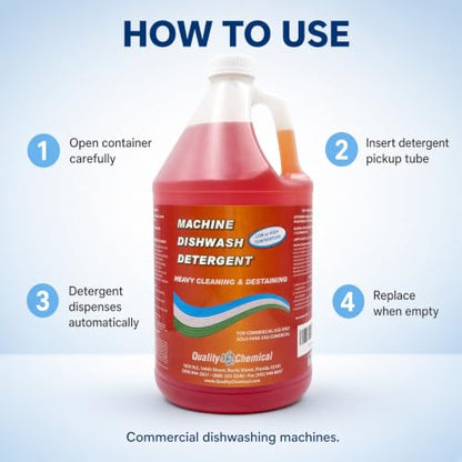 Quality Chemical Machine Dishwash Detergent – Low or High Temp Commercial Dishwasher Detergent, Heavy Cleaning and Destaining – 128 oz (Pack of 1) - size: 128 Fl Oz (Pack of 1)