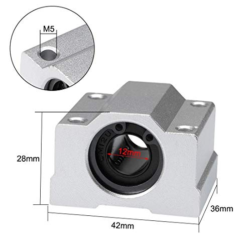 Linear Motion Ball Bearing Slide Block, SCS12UU 12mm Pillow Block Closed Linear Bearing Aluminum Bushing Linear Rail Support Guide Shaft Bearing for CNC 3D Printer Parts 4 Pack - size: 12mm