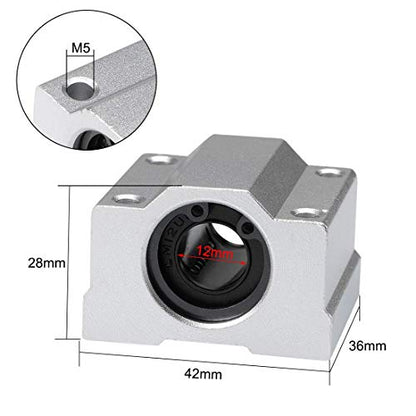 Linear Motion Ball Bearing Slide Block, SCS12UU 12mm Pillow Block Closed Linear Bearing Aluminum Bushing Linear Rail Support Guide Shaft Bearing for CNC 3D Printer Parts 4 Pack - size: 12mm