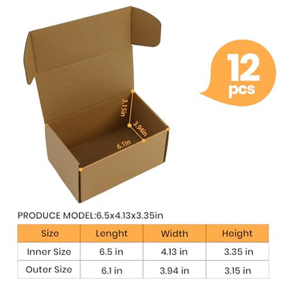 6x4x3 Inch Small Transport Box, Small Cardboard Box (12Pcs Brown) - color: Brown