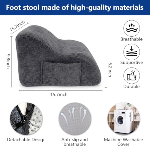 Foot Rest for Under Desk at Work, Ergonomic Under Desk Footrest with Washable Cover, Fit for Office Chair Gaming Chair and Sofa,Leg Elevation Pillow,Supports Posture - color: Dark Grey