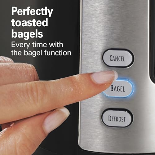 Hamilton Beach Extra-Wide Slot 2 Slice Toaster With Bagel & Defrost Buttons - color: Black & Stainless Steel