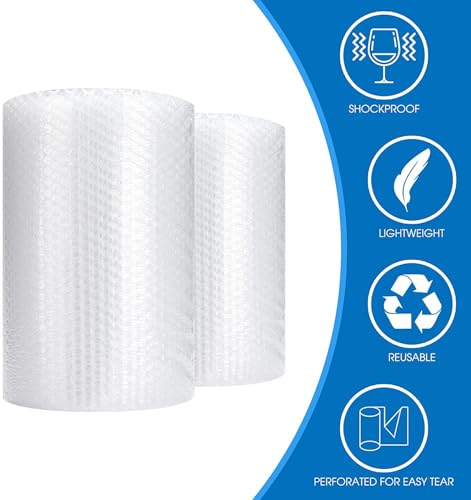 Bubble Cushioning Wrap Roll, Sumono 15 Inch x 72 Feet Total [2 Rolls of 36 Feet] Bubble Roll Perforated 12 Inch Included 20 Fragile Sticker Label - size: 2 Roll: 15inx36ft, Total 72ft
