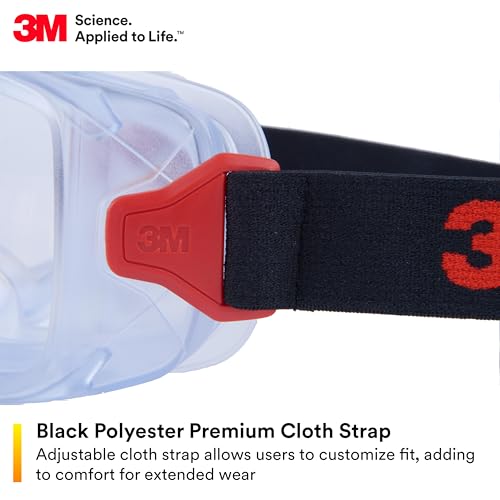 3M GoggleGear Eye Protective Goggle 3000 Series, Clear Scotchgard Anti-Fog/Anti-Scratch Lens, Premium Cloth Strap, PVC Shroud, 1 Pair, GG3101-SGAF, ANSI Z87.1, CSA Z94.3, D3 D4 Rating - style: Premium Cloth Strap/Pvc Shroud