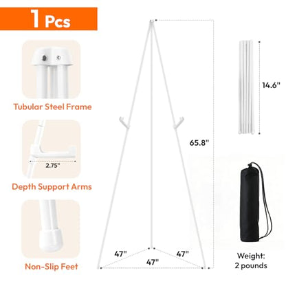 JEAWIWI 1 Pcs Lightweight Easel Stand, 66 Inch, White, with Carry Bags - color: White, size: 1 PCS