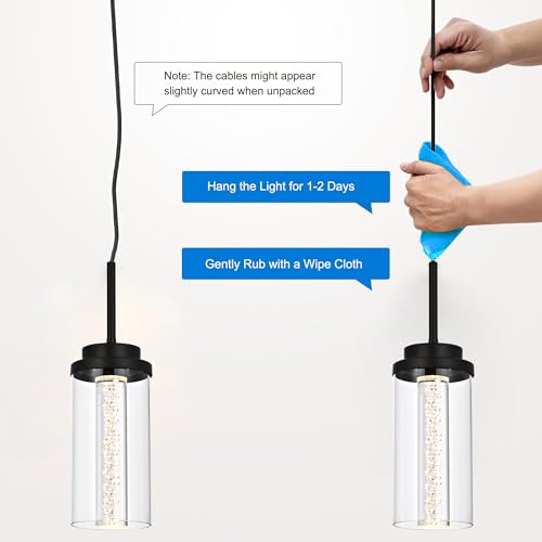 MELUCEE 3-Light Dimmable LED Dining Room Light Fixture Over Table Black - color: Black, size: 3-Light-Rectangle