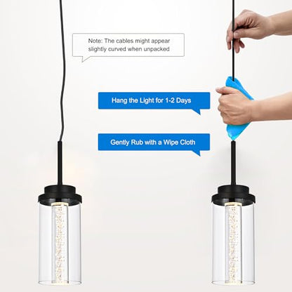 MELUCEE 3-Light Dimmable LED Dining Room Light Fixture Over Table Black - color: Black, size: 3-Light-Rectangle
