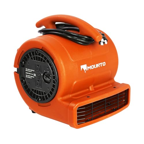 MOUNTO 1/4hp 1000CFM 2 Speed Air Mover Carpet Dryer Floor Fan Cooling Fan (Orange) - color: Orange