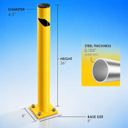 Crowd Control Warehouse Trafford Industrial 36-Inch Steel Parking Bollard - size: 36 inches