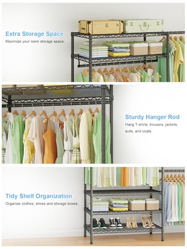Ulif E11 Heavy-Duty Garment Rack, Metal Clothes Rack, Load 1034lbs, Black - color: Black
