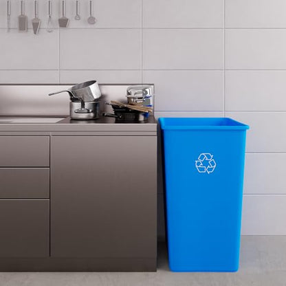 50 Gallon Blue Square Commercial Trash Garbage Can | Outdoor Office Restaurant School Kitchen - color: Blue, size: 50 Gallon, style: Trash Can