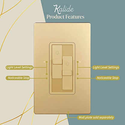 TOPGREENER Dual Load LED Dimmer Switch, Single Pole, Gold, 1 Pack - color: Gold, size: Dual Dimmer Switch