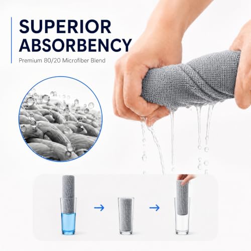 Veco Microfiber Cleaning Cloth Roll 80 PCS Gray, 12" x 12" - color: Gray