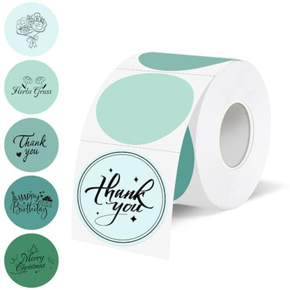 1.5 inch Round Thermal Label,Green Thermal Sticker Labels,Direct Thermal Printer Label for DIY Logo Design,Thanks Card,500 Labels/1 Roll - color: Green Gradient, size: 1.5 inch