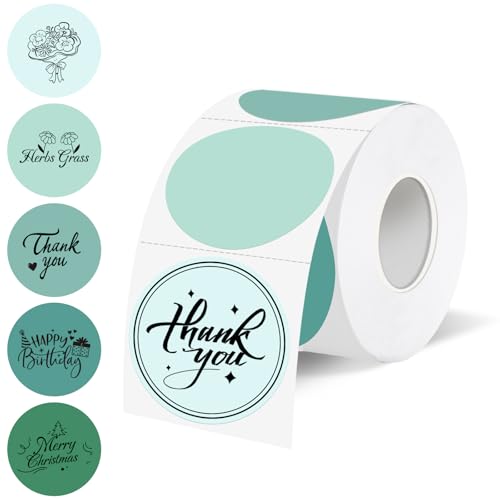 1.5 inch Round Thermal Label,Green Thermal Sticker Labels,Direct Thermal Printer Label for DIY Logo Design,Thanks Card,500 Labels/1 Roll - color: Green Gradient, size: 1.5 inch