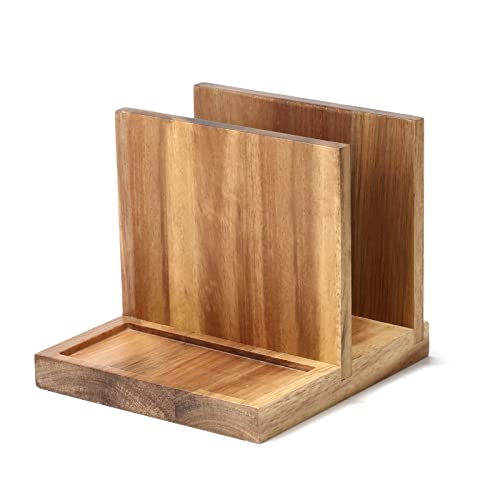 Napkin salt pepper holder Wooden Napkin Holder for Salt and Pepper Shakers Caddy,Suitable for Kitchen, Restaurant, Bar, Office, Parties, Home Décor - color: Natural