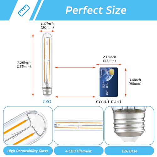 Tube Light Bulbs 7.3 Inch E26 T10 LED Bulb 6W,2700K Solf White 600LM - color: Warm White 2700k, size: 7.3 Inch-4 Count