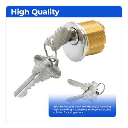 Key4less Brass Mortise Cylinder Lock 1-1/8 Inch Keyway Keyed Alike | Storefront Door Replacement - Adams Rite Kawneer Vistawall -10 Pack - size: 10 Pack
