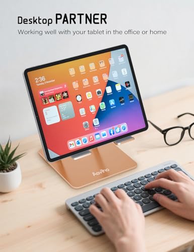 Aoviho Tablet Stand for Desk,Adjustable Tablet Holder,Gold - color: Gold