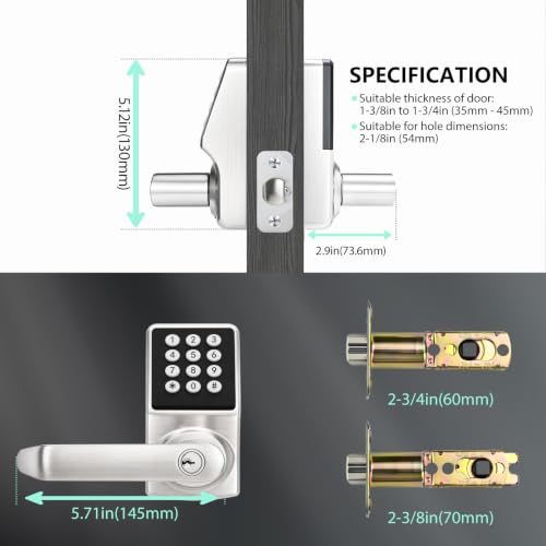 Keyless Entry Door Lock with Keypad, Satin Nickel Finish 1PACK,