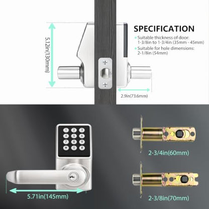 Keyless Entry Door Lock with Keypad, Satin Nickel Finish 1PACK,