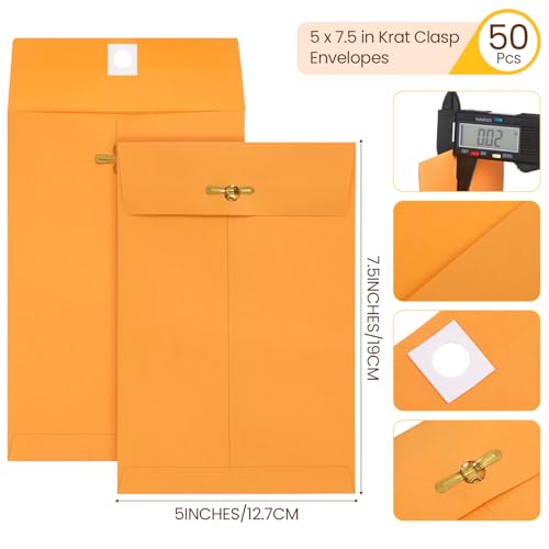 Teling 50 Pcs Manilla Clasp Envelopes Kraft Closure (Pack of 2) - color: Yellow, size: 5*7.5 (Pack of 2)