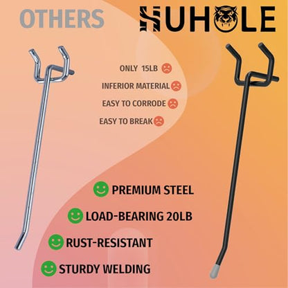 HUHOLE 50 Pack 4 Inch Black Pegboard Hooks Metal Hangers - color: Black, size: 4 Inch