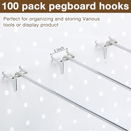 Shimeyao 100 Pcs Peg Board Hooks Stainless Steel Pegs,12 Inch,Silver - color: Silver, size: 12 Inch