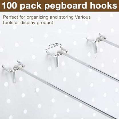 Shimeyao 100 Pcs Peg Board Hooks Stainless Steel Pegs,12 Inch,Silver - color: Silver, size: 12 Inch