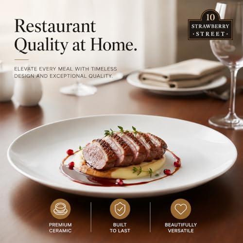 10 Strawberry Street 10.5" Catering Coupe Dinner Plate, Set of 12,White - size: 10.5" Dinner, style: Coupe