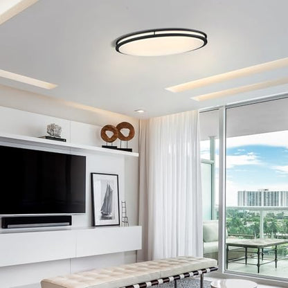 33 Inch Oval Black Ceiling Light Fixture for Living Room - 33” Black LED Flush Mount Ceiling Lamp 3000K/4000K/5000K LED Kitchen Bathroom Light 40W 2500LM - color: Black, size: 33 inch - 1 Pack
