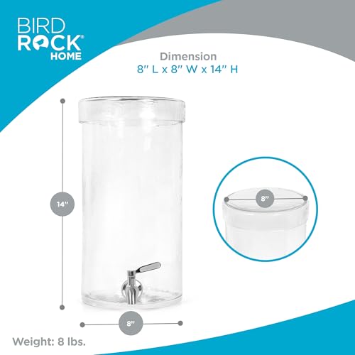 Glass Beverage Dispenser - 1.5 Gallon Drink Dispenser for Parties with Stainless Steel Spigot and Lid - Ideal for Serving Iced Tea, Lemonade, Juice, Sangria, or Cocktails by BIRDROCK HOME
