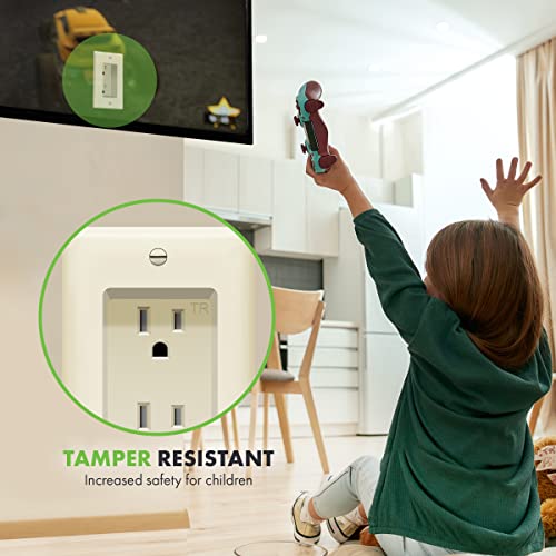 TOPGREENER Recessed Duplex Receptacle Outlet Tamper-Resistant, Light Almond - color: Light Almond, size: Recessed Outlet 1 Pack