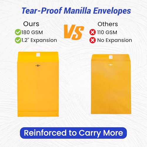 Goefun Manilla Envelopes 10x13, 180 GSM Heavyweight - color: Yellow-25 pack, size: 10x13