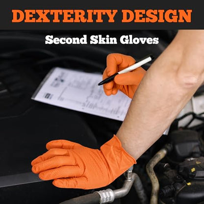 TitanFlex Heavy Duty Orange Nitrile Gloves, 6 Mil, Raised Diamond Texture, Mechanic Disposable Gloves, Latex Free Powder Free - color: 6-mil (100-ct), size: X-Large