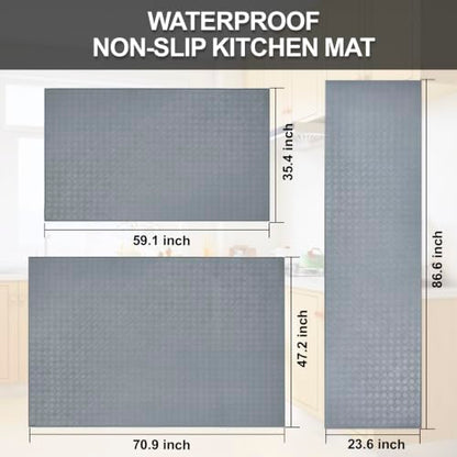 Kitchen Mats and Rugs Cushioned Anti-Fatigue, 35.4" x 59.1", Gray - color: Grey, size: 59.1"L x 35.4"W x 0.4"Th