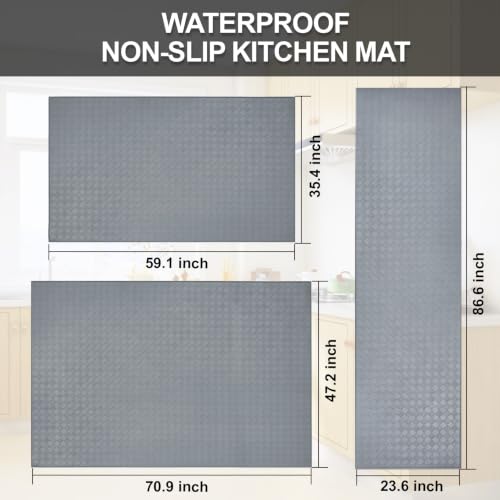 Kitchen Mats and Rugs Cushioned Anti-Fatigue, 47.2" x 70.9", Gray - color: Grey, size: 70.9"L x 47.2"W x 0.4"Th