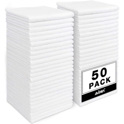 AIDEA White Microfiber Cleaning Cloth, 50PK, Cleaning Rags 11.5"x 11.5" - color: White