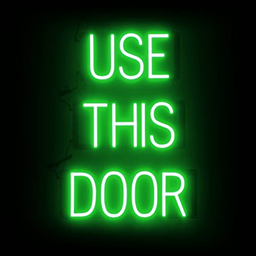SpellBrite LED Neon USE THIS DOOR Sign for Business - Green, 17" x 24" - color: Green, size: USE THIS DOOR (17"x24")